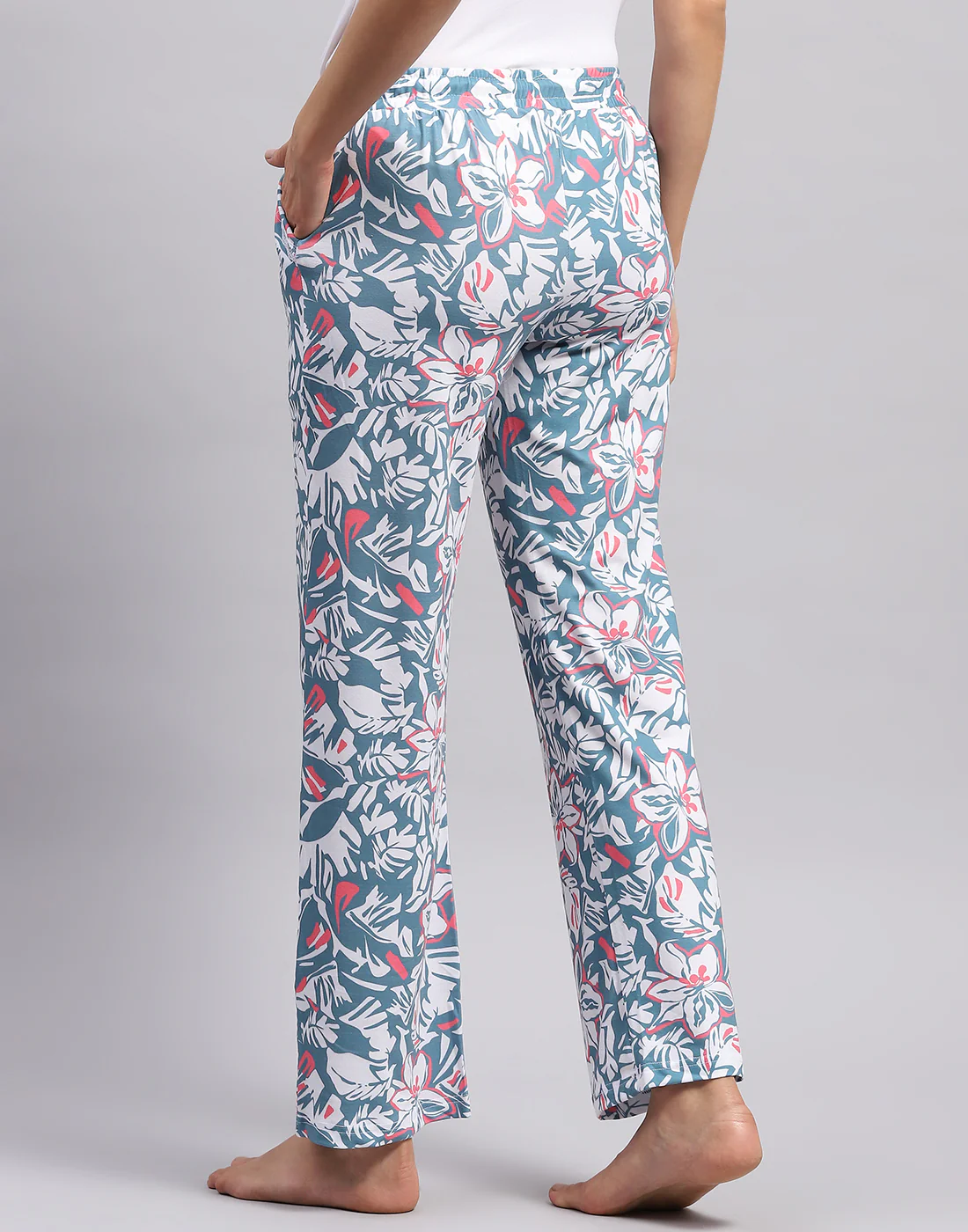 Women Teal Blue Printed Regular Fit Lower - Image 6