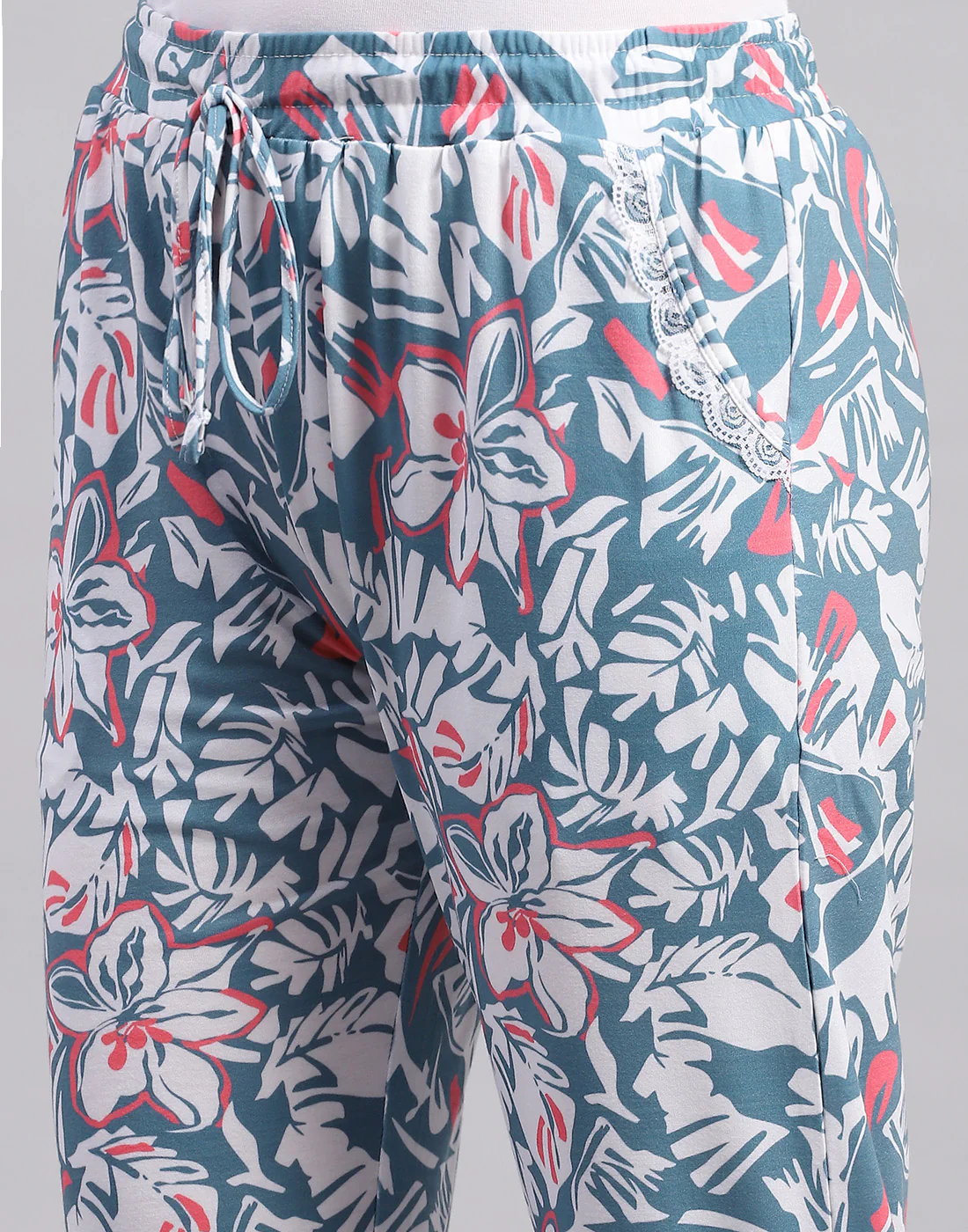 Women Teal Blue Printed Regular Fit Lower - Image 7