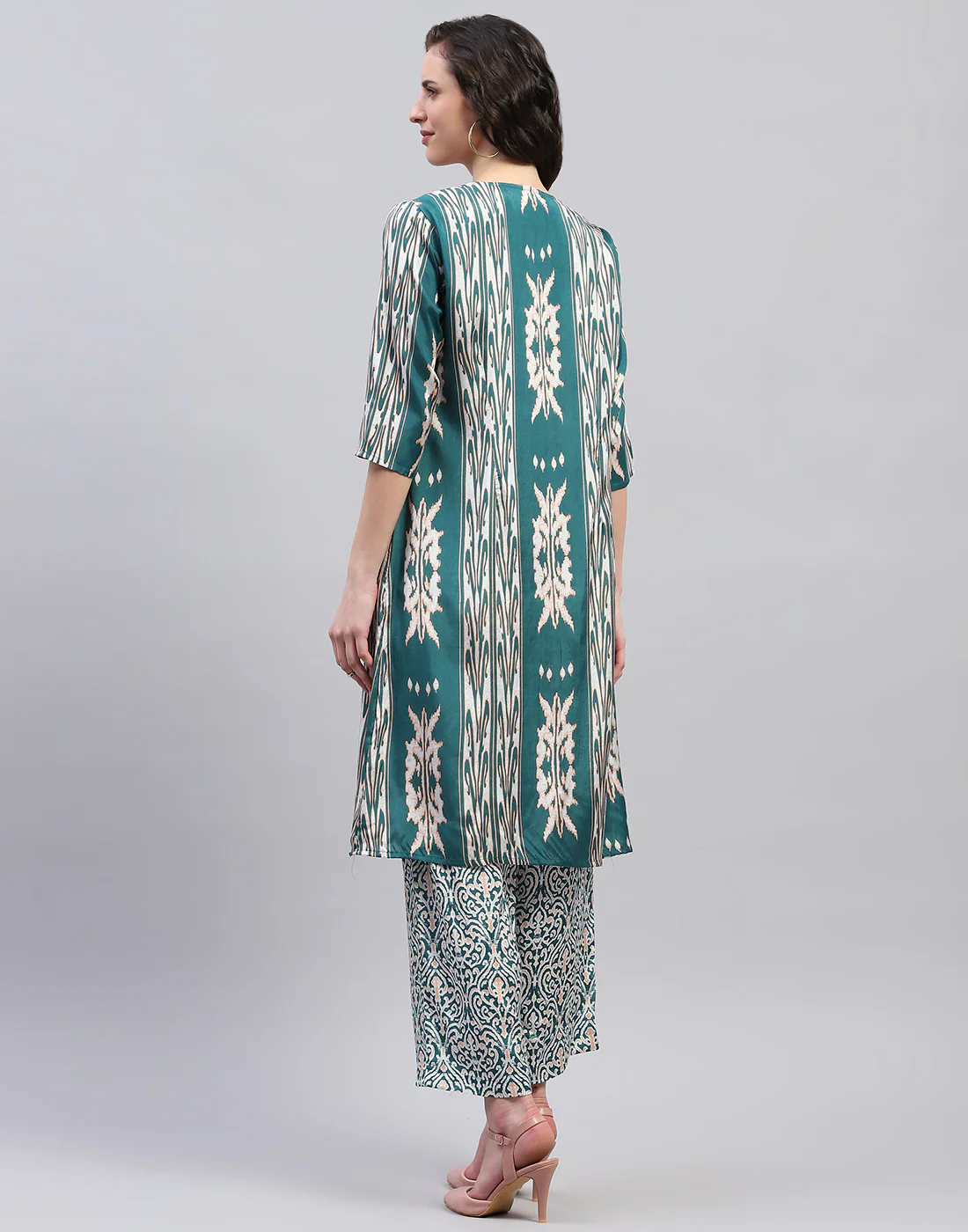 Women Teal Blue Printed Round Neck Half Sleeve Combo 3Pc Set - Image 6