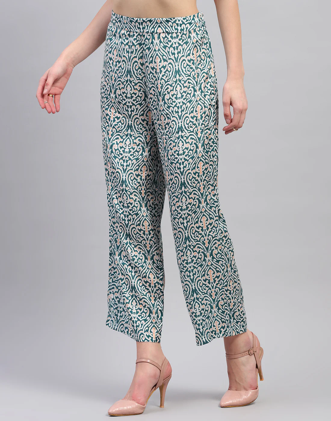 Women Teal Blue Printed Round Neck Half Sleeve Combo 3Pc Set - Image 8