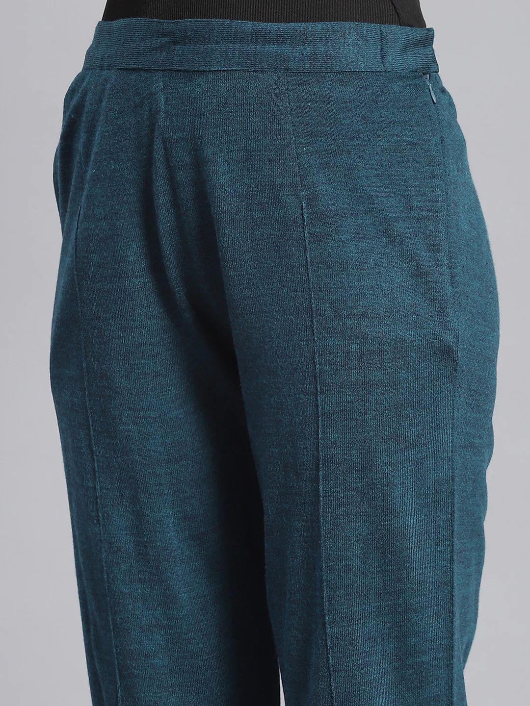Women Teal Blue Self Design Regular Fit Winter Lowers - Image 6