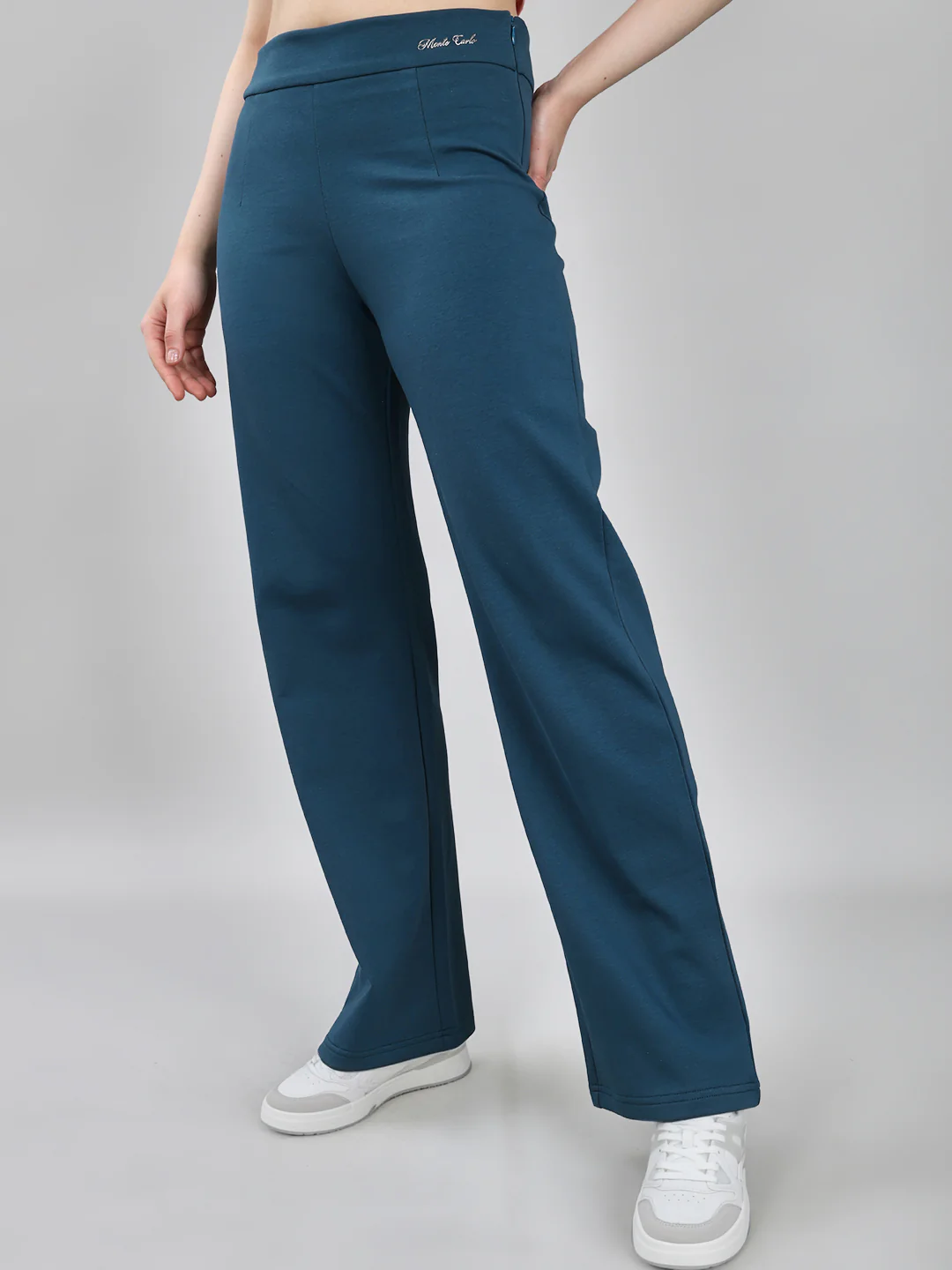 Women Teal Blue Solid Regular Fit Lower - Image 2