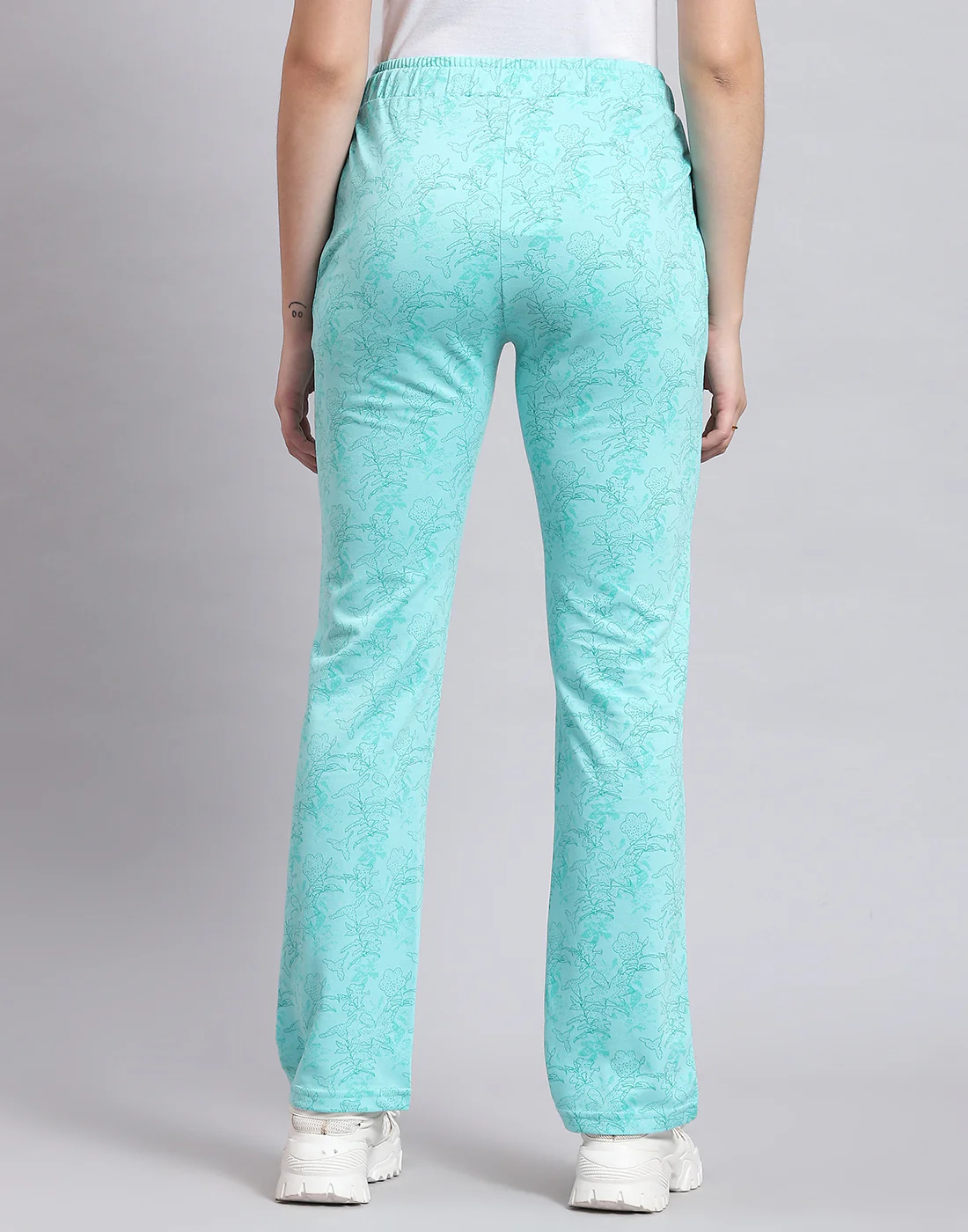 Women Turquoise Blue Printed Regular Fit Lower - Image 5