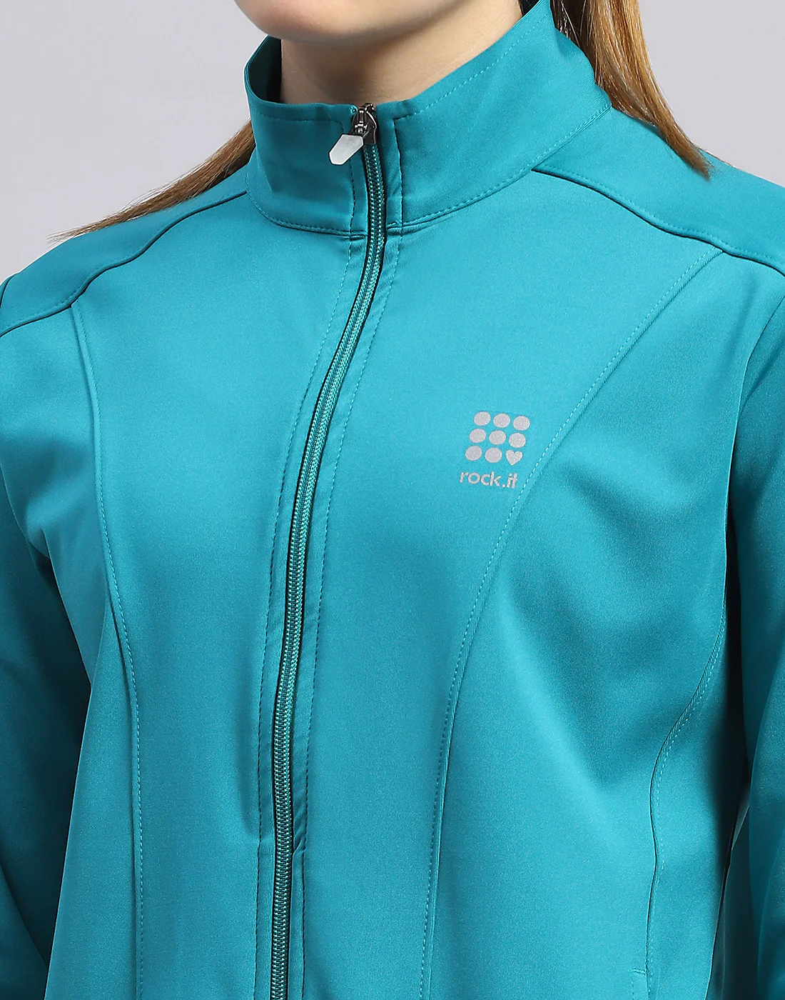 Rock.it Women Turquoise Blue Solid Collar Full Sleeve Top - Image 6
