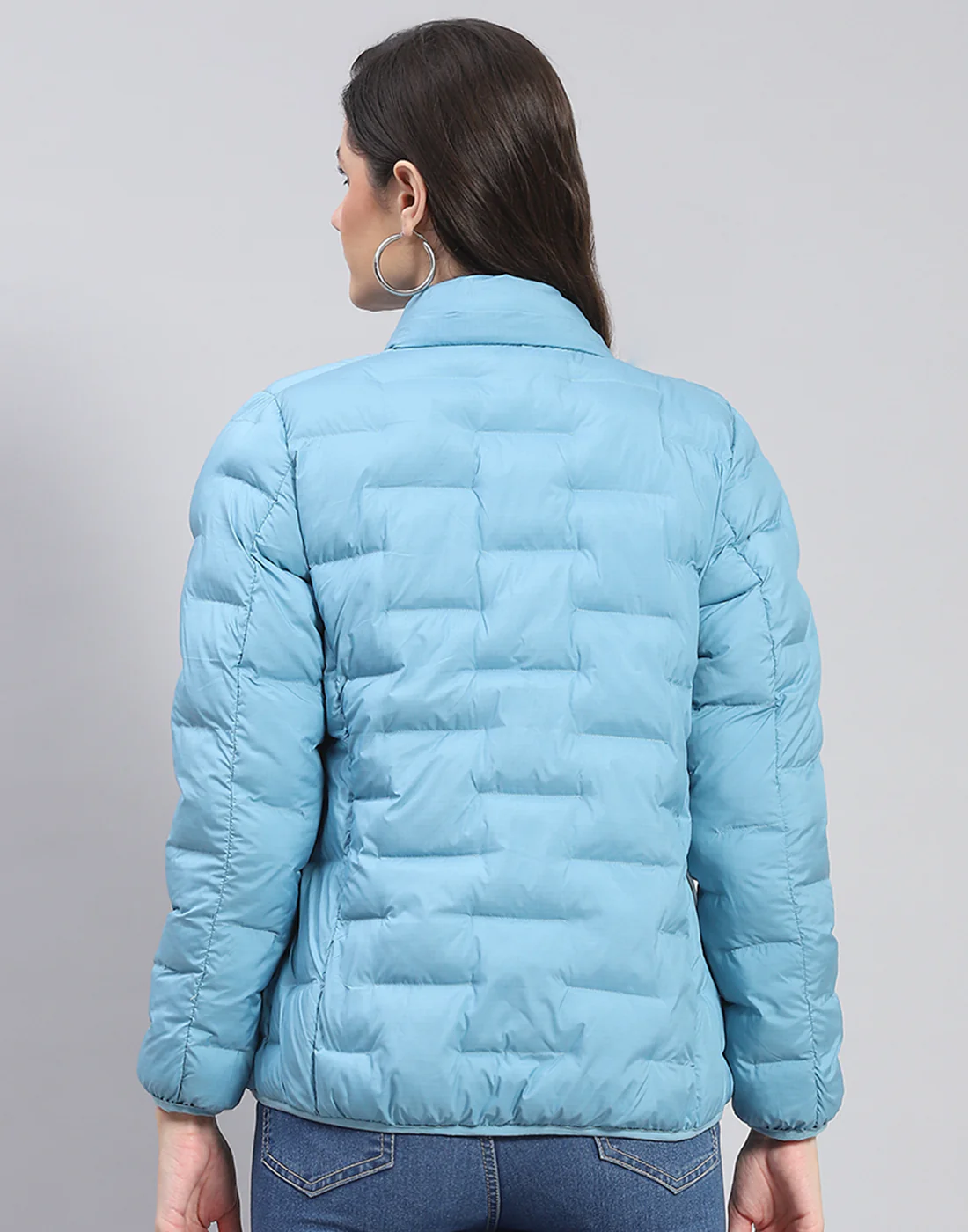 Women Turquoise Blue Solid Hooded Full Sleeve Jacket - Image 6