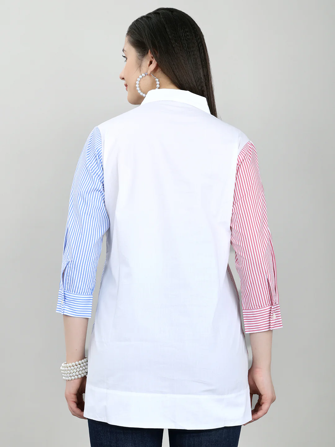 Women White Printed Front Open Full Sleeve Top - Image 4