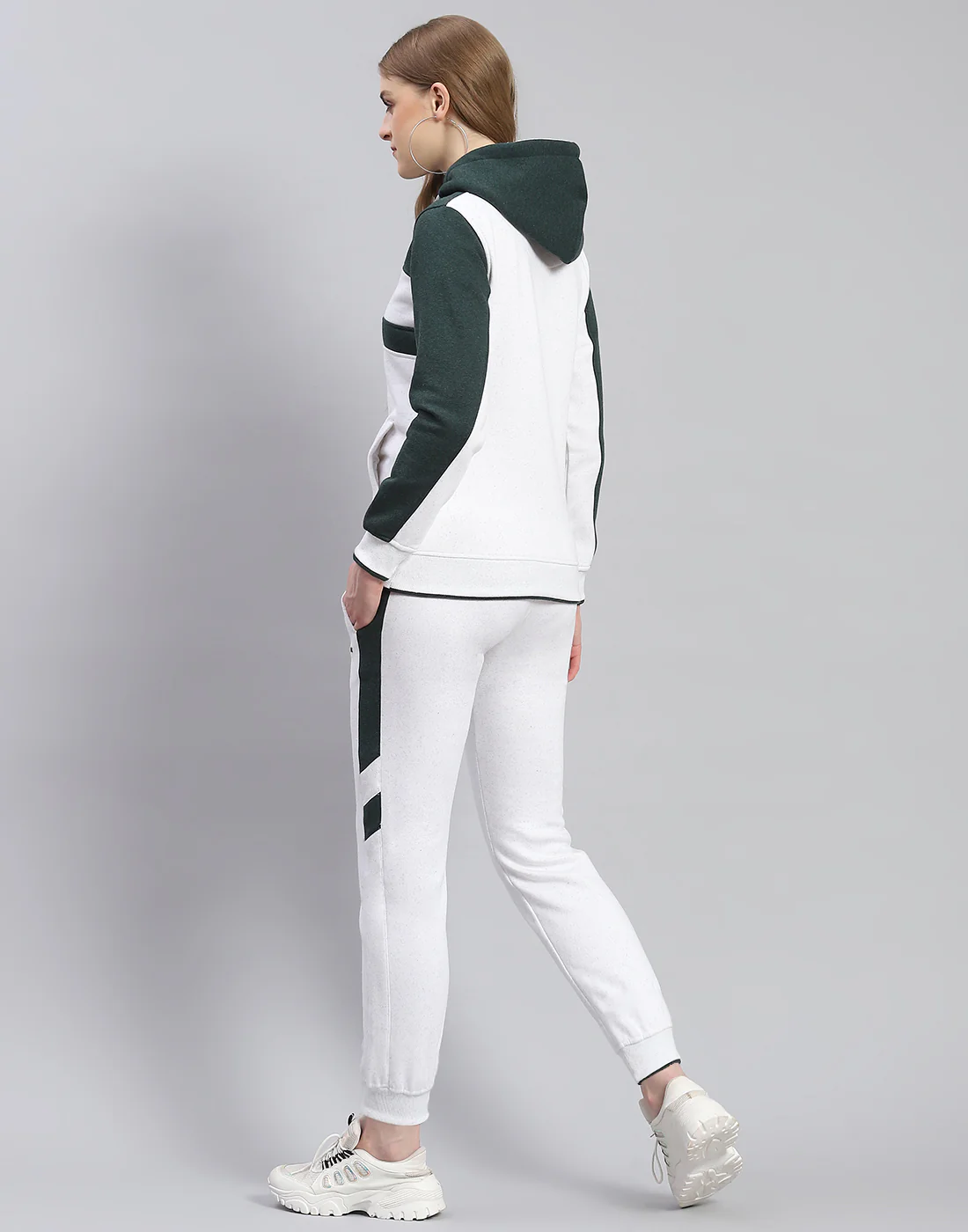 Women White Printed Hooded Full Sleeve Tracksuit - Image 5