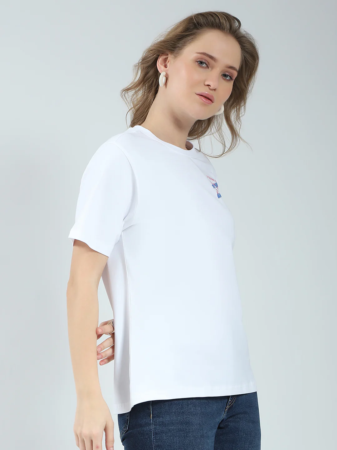 Rock.it Women White Printed Round Neck Half Sleeve Top - Image 4