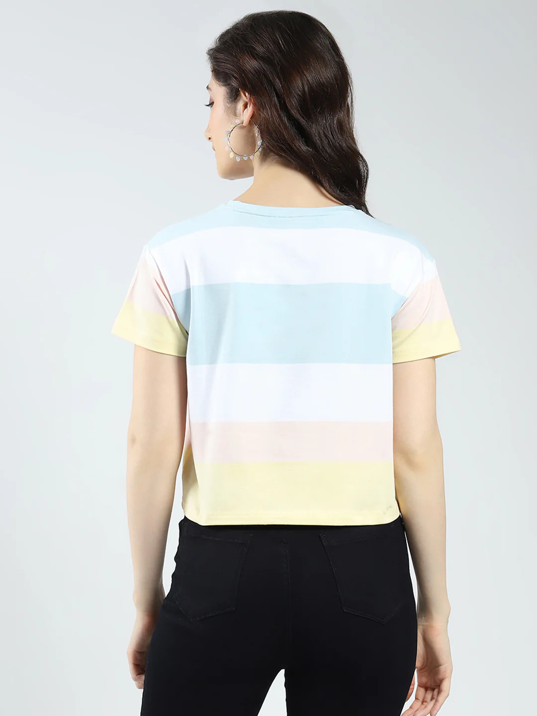 Women White Printed Round Neck Half Sleeve Top - Image 6