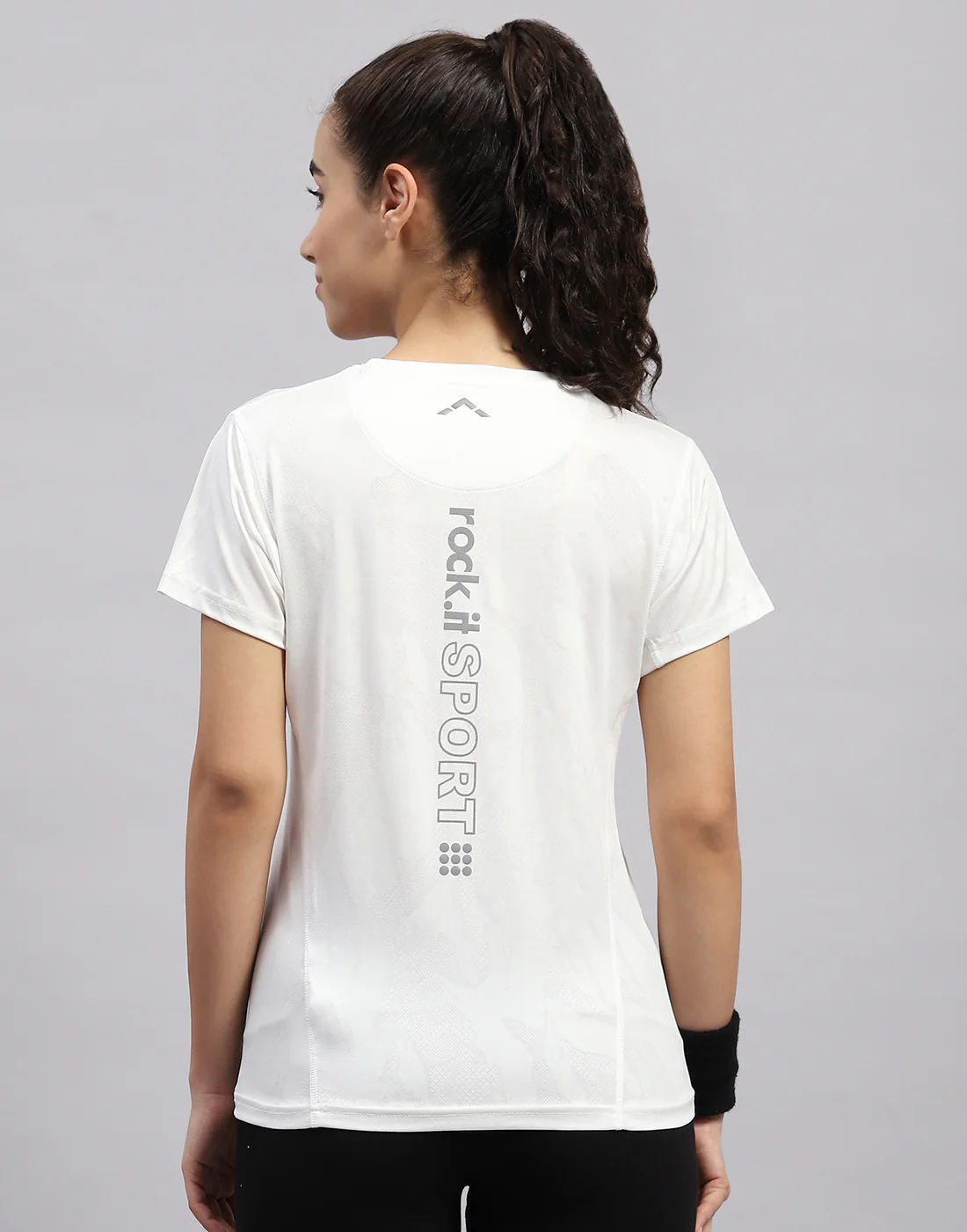 Rock.it Women White Self Design Round Neck Half Sleeve Top - Image 5