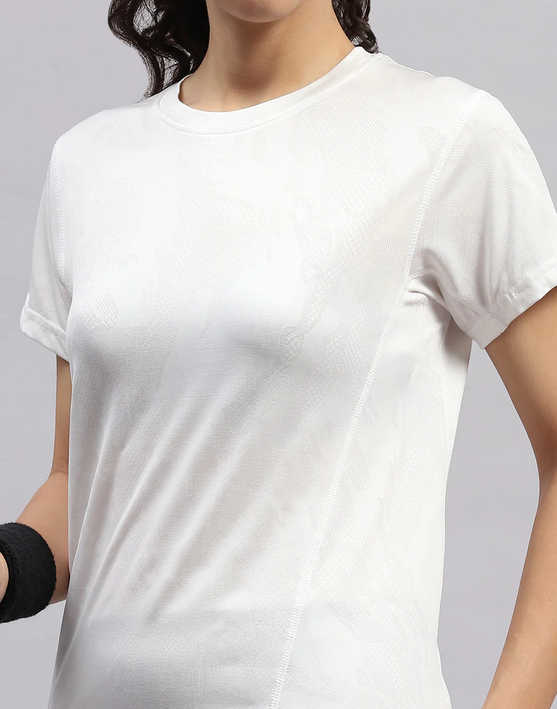 Rock.it Women White Self Design Round Neck Half Sleeve Top - Image 6