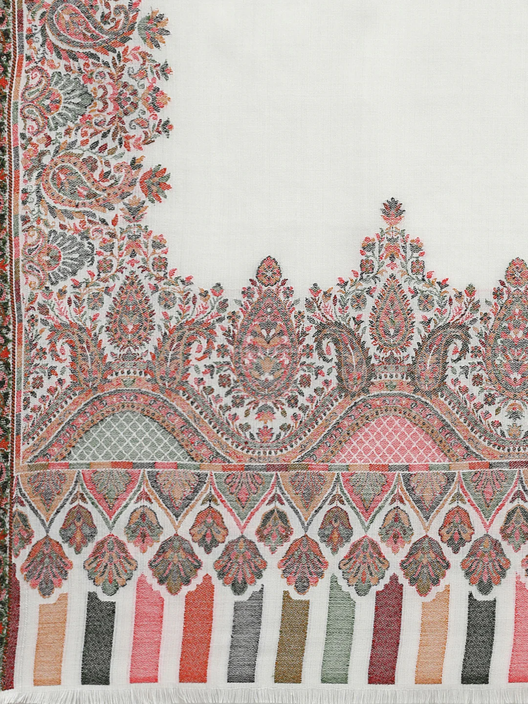 Women White Self Design Shawl - Image 6