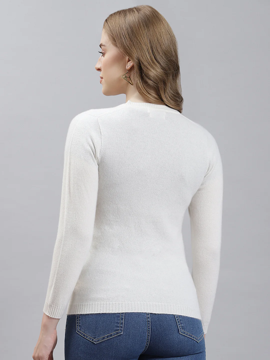 Women White Solid Cardigan - Image 5