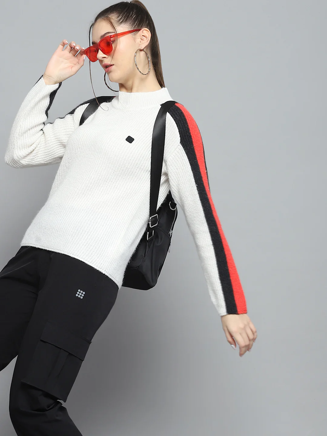 Rock.it Women White Solid Round Neck Full Sleeve Pullover - Image 6