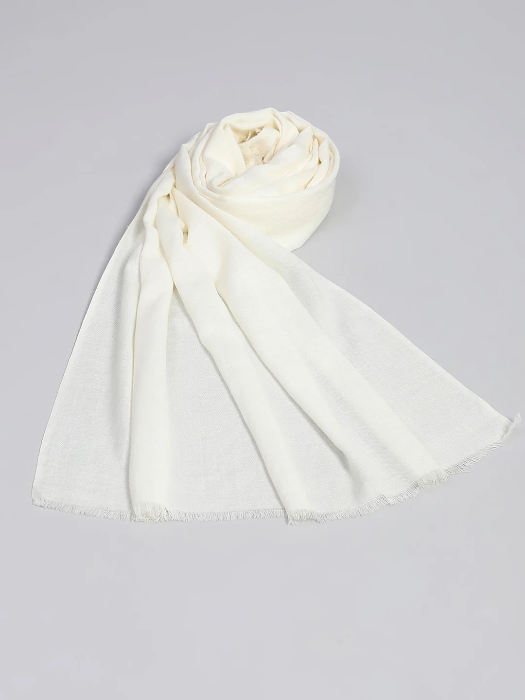 Women White Solid Stole - Image 6