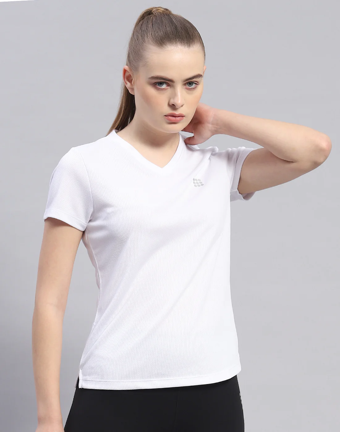 Rock.it Women White Solid V Neck Half Sleeve Top - Image 3
