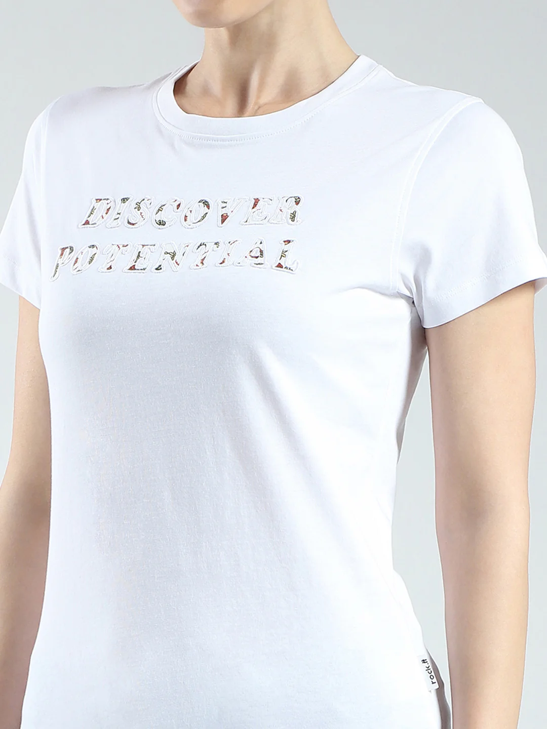 Rock.it Women White Solid Round Neck Half Sleeve Top - Image 6