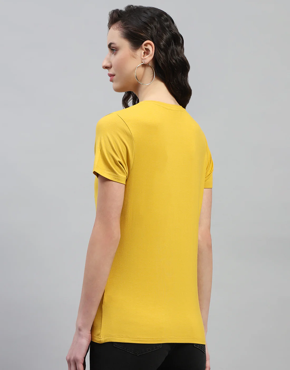 Women Yellow Printed Round Neck Half Sleeve Top - Image 5