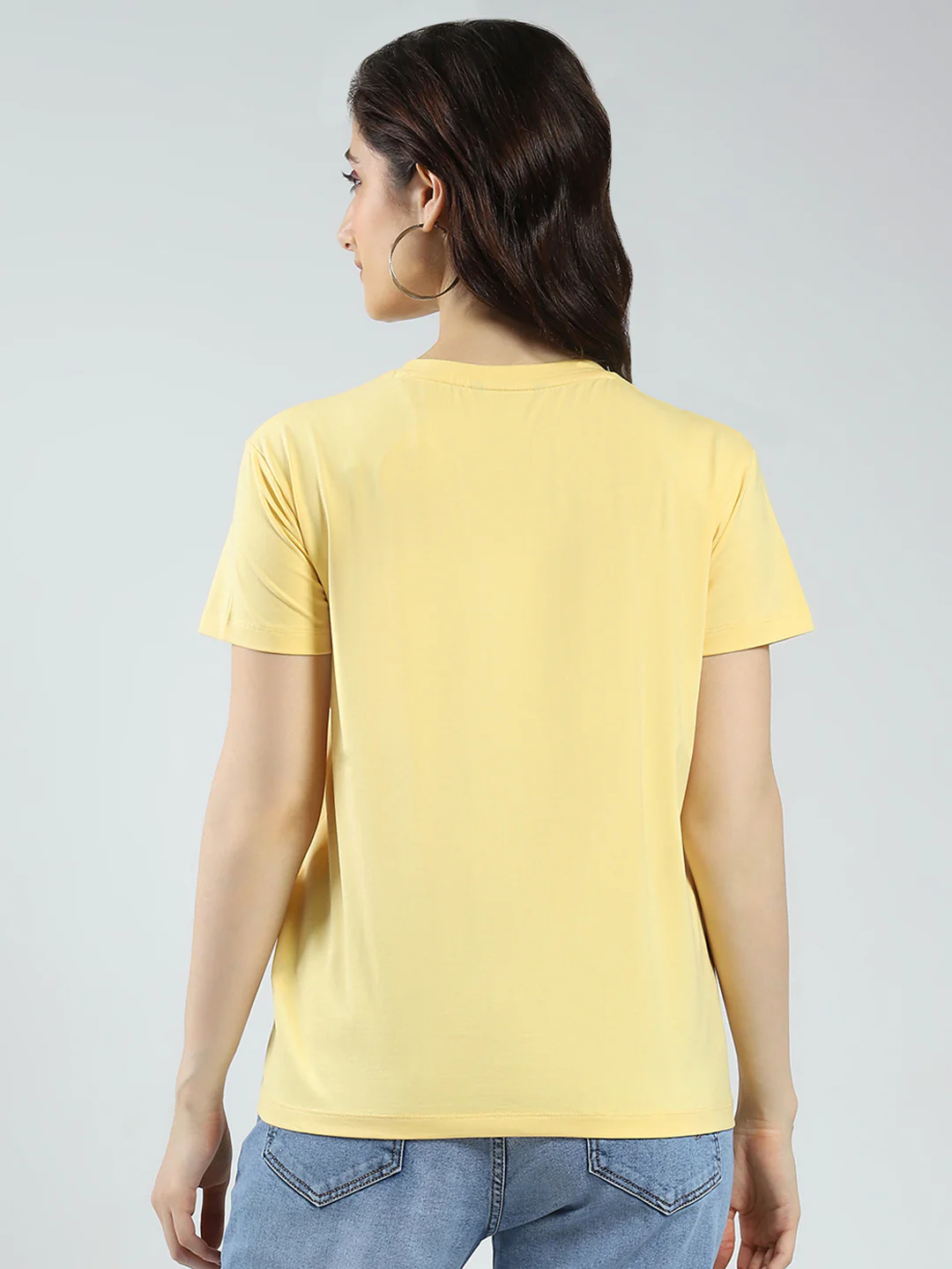 Women Yellow Printed Round Neck Half Sleeve Top - Image 6