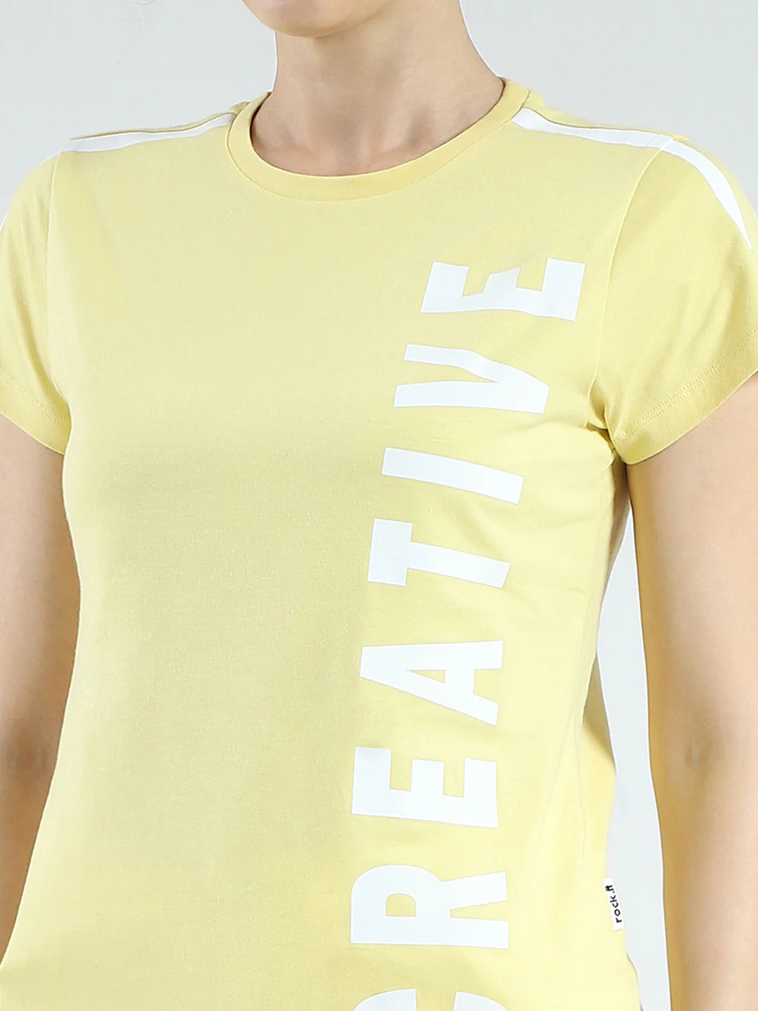 Rock.it Women Yellow Printed Round Neck Half Sleeve Top - Image 6