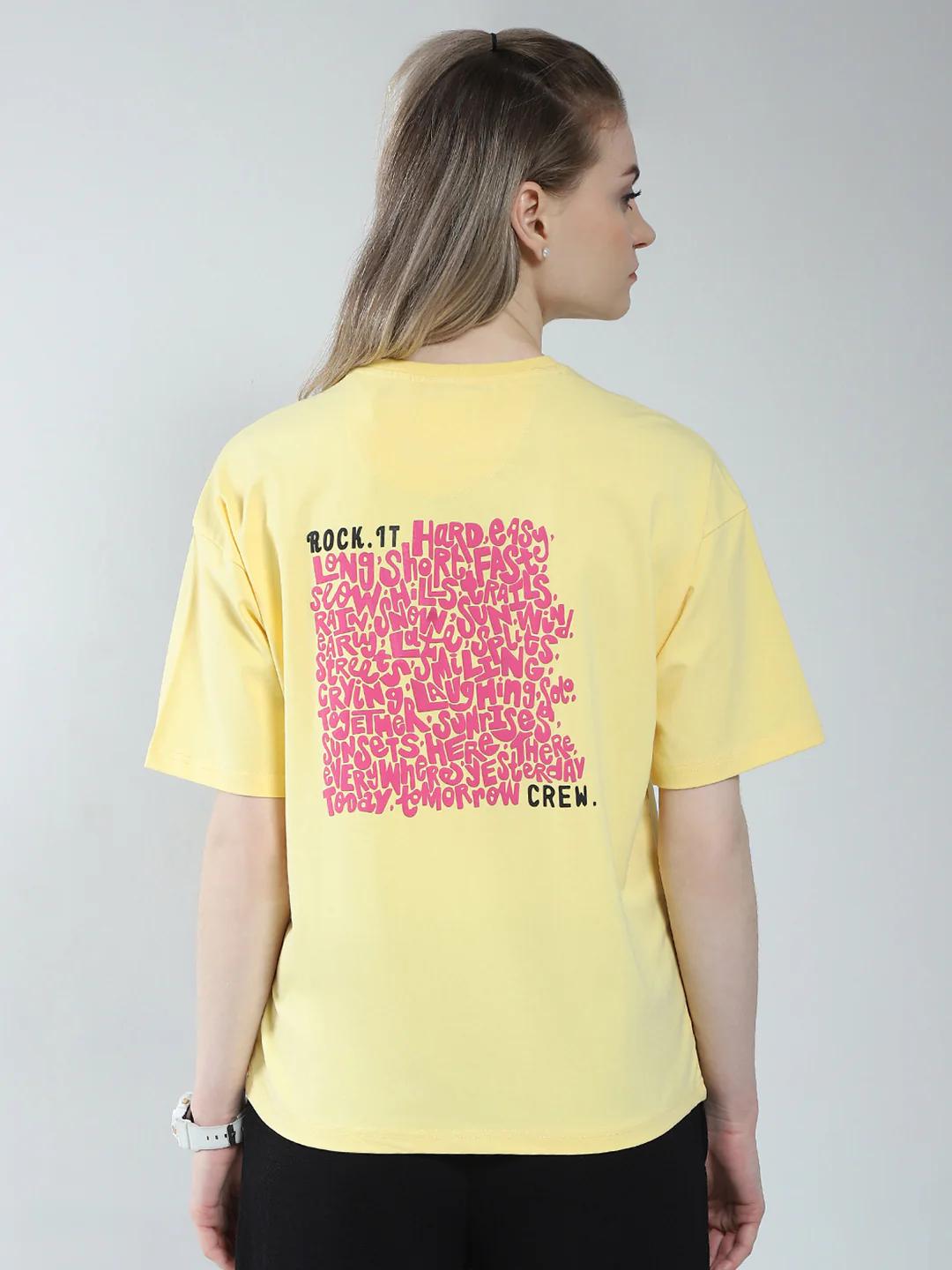 Rock.it Women Yellow Printed Round Neck Half Sleeve Top - Image 5