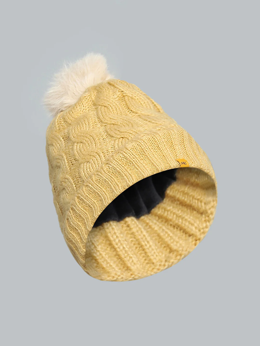 Women Yellow Self Design Cap - Image 2