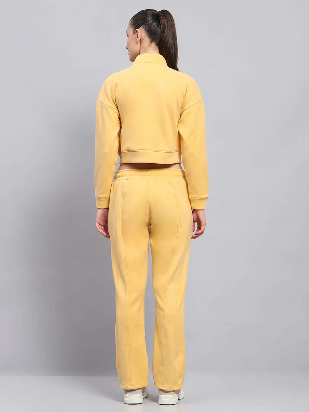 Rock.it Women Yellow Solid Mock Neck Full Sleeve Cords Set - Image 2