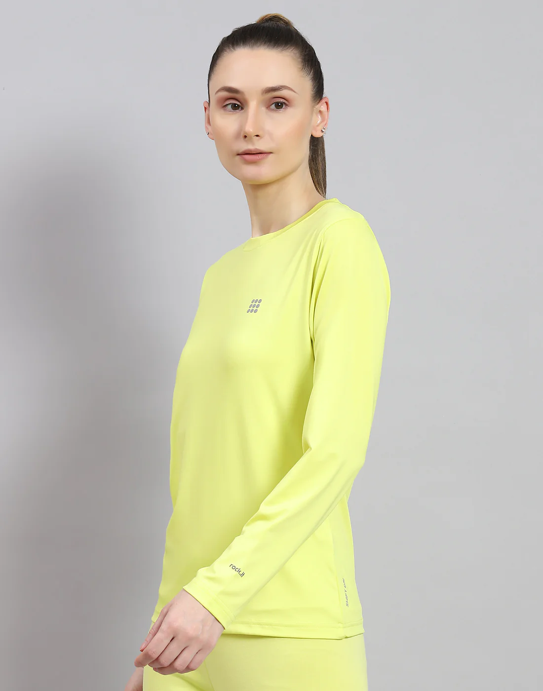 Rock.it Women Yellow Solid Round Neck Full Sleeve Top - Image 3