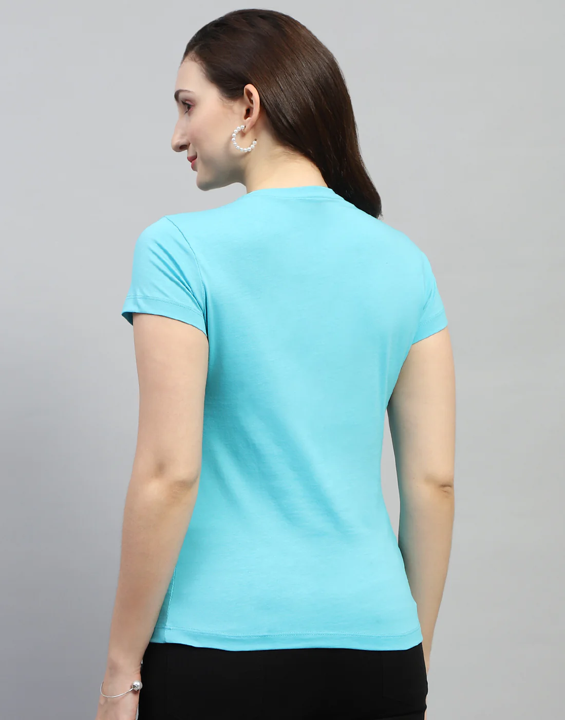 Women Yellow & Turquoise Blue Solid Round Neck Half Sleeve Top (Pack of 2) - Image 9
